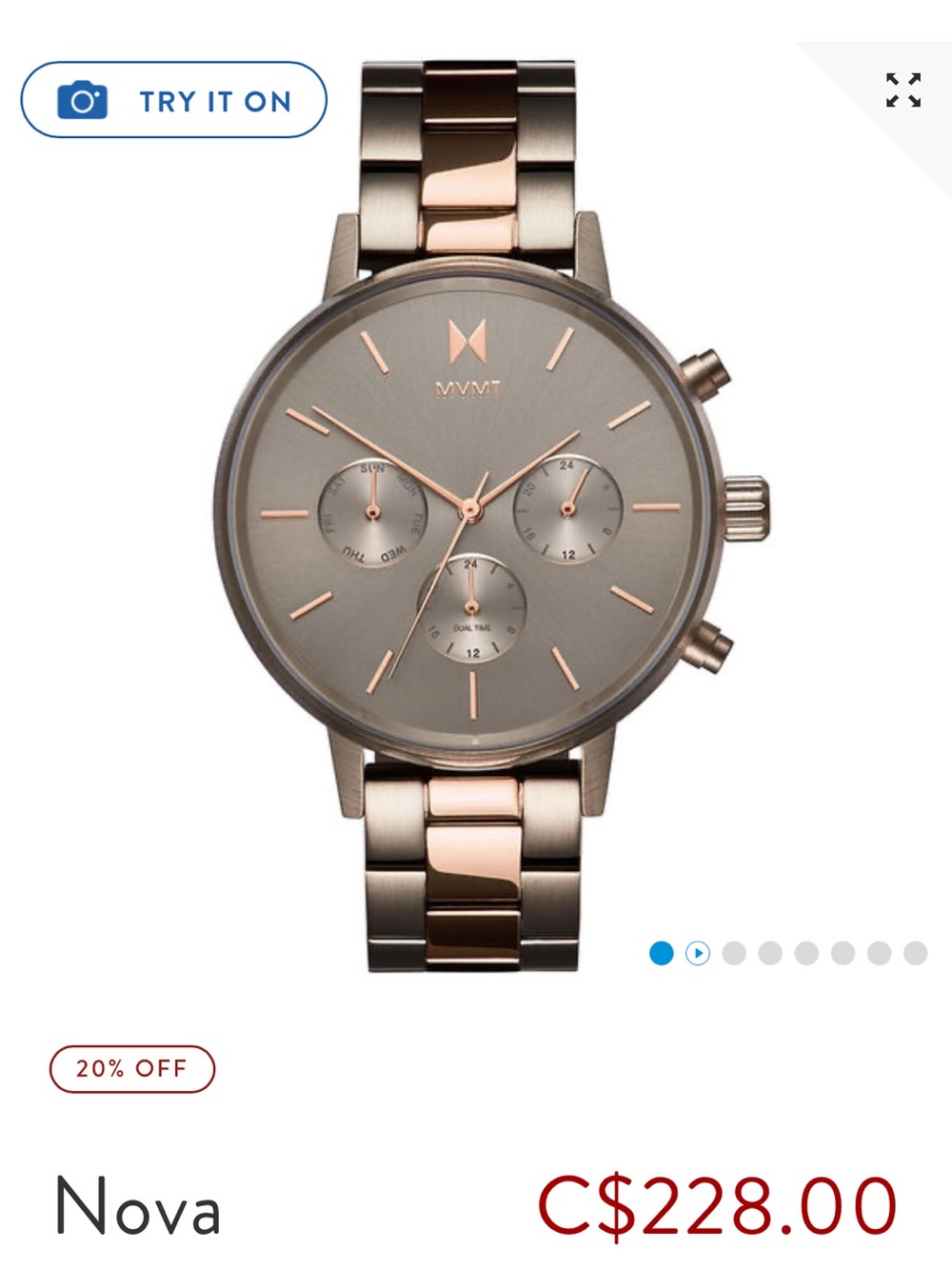 MVMT Nova Orion Two-Tone Rose Gold and Silver Chronograph Bracelet Watch